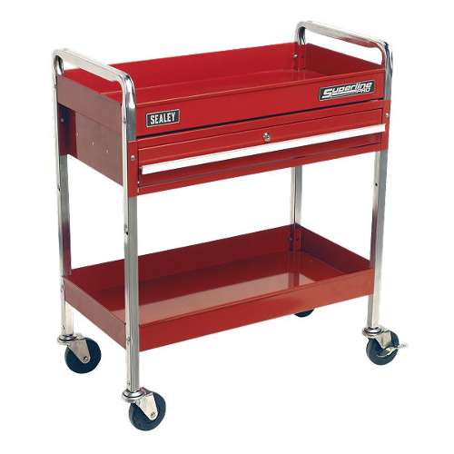 Trolley 2-Level Heavy-Duty with Lockable Drawer